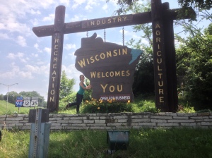 After stopping at the Mall of America for lunch (Awesome!), we wander into Wisconsin. Awesome cheese and a wicked cool welcome sign. 